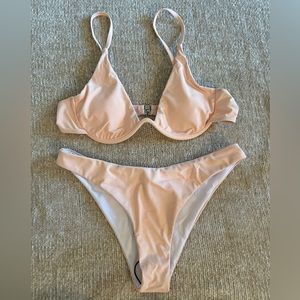 Coral Pink Underwire Bikini Swimsuit - Size Medium